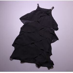 S.L. Fashions Plus Size Women's layered ruffle black long dress 16